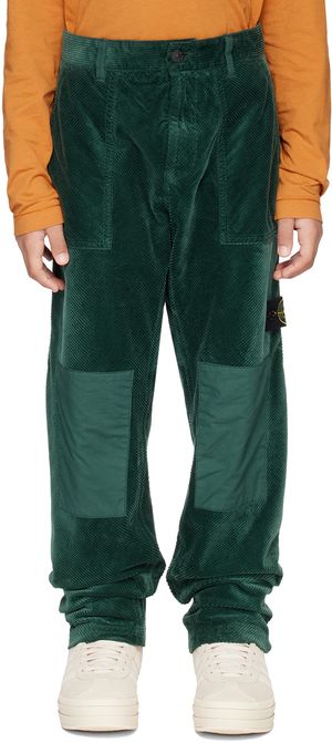 Stone Island Junior Kids Green Paneled Trousers