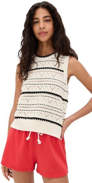Varley Athena Pointelle Knit Vest Egret L