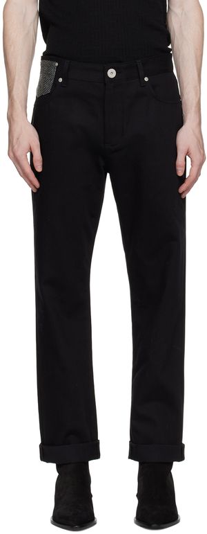 Balmain Black Rhinestone Jeans
