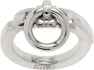 MM6 Maison Margiela Silver Object Trouve Minimal Logo Ring