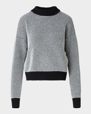Cashmere-Wool 3D Dot Knit Crewneck Sweater