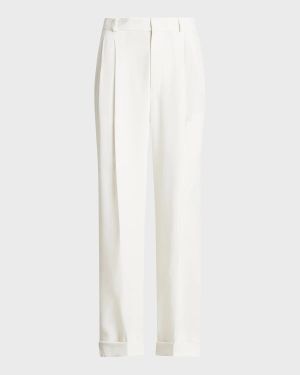 Straight-Leg Pleated Pants