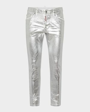 Men's Metallic Coated Skinny Jeans