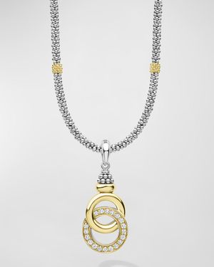 Caviar Two Tone Diamond Pendant Necklace