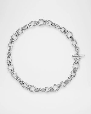 DY Mercer Chain Necklace with Diamonds in Silver, 20mm