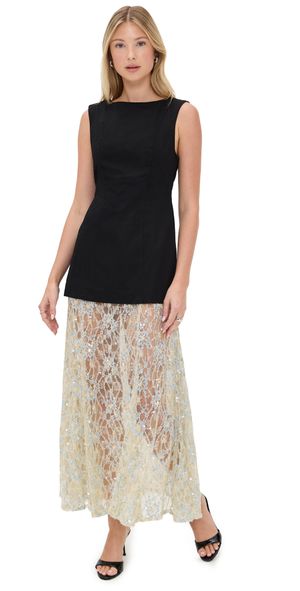 VRG GRL Robbie Sequin Maxi Dress Black Black/White XL