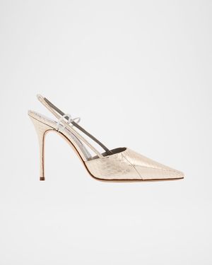 Touki Metallic Snake Slingback Pumps