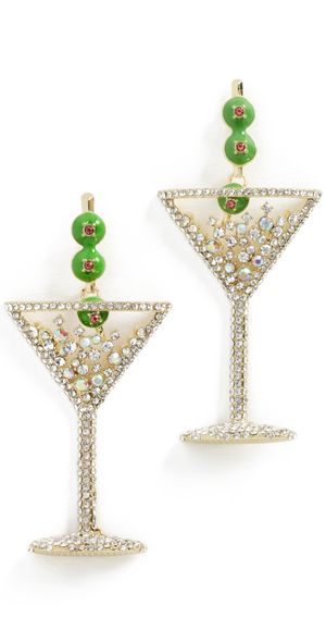 BaubleBar Pimento Memento Martini Earrings Clear/Green One Size