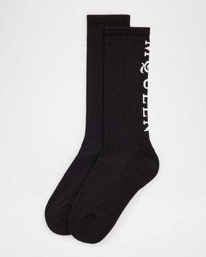 Men's Vertical Logo Cotton Stretch Sport Socks