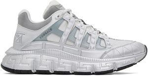 Versace White & Silver Trigreca Sneakers