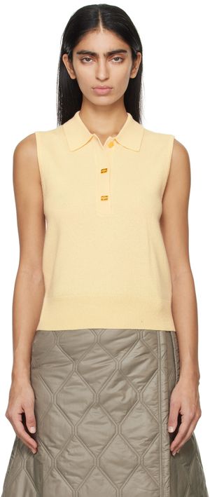 GANNI Polo blanc cassé à col classique
