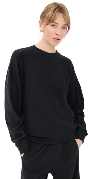 Tibi Lightweight Crewneck Sweatshirt Black S