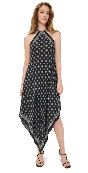 L'AGENCE Elise Southwestern Halter Midi Dress Black S