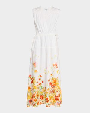 Nara Border-Print Cotton Poplin Maxi Dress