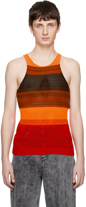 AGR Orange Striped Tank Top