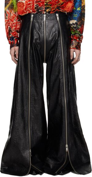 LU’U DAN Pantalon Flight noir en cuir