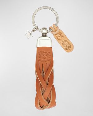 Unisex Leather Logo Key Ring