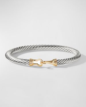 Cable Buckle Bracelet with 14K Gold in Silver, 5mm