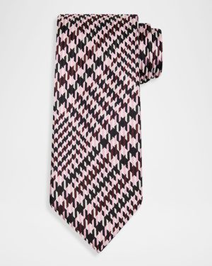 Men's Exploded Prince of Wales Check Silk Tie