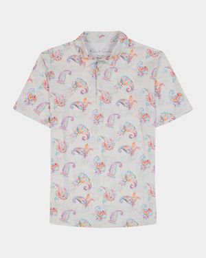 Men's Keltz Paisley Stretch Knit Polo Shirt