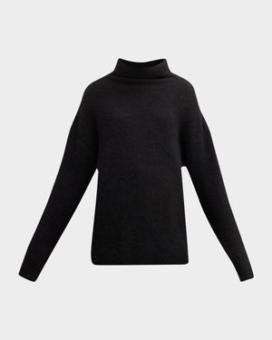 Airy Cashmere Silk Ribbed Turtleneck Sweater