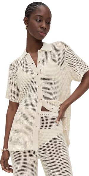 Good American Crochet Shirt Ecru L