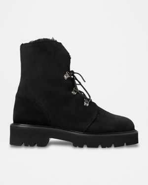 Eva Faux Shearling-Lined Suede Hiker Booties
