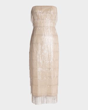 Morgan Bead & Sequin Fringe Midi Dress