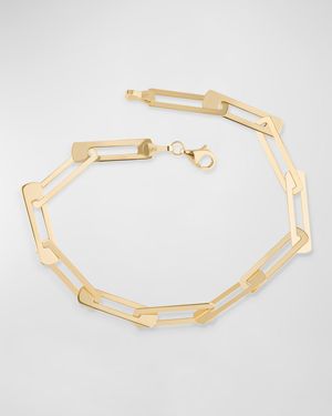 14K Gold Laser Open Interlocking Rectangle Bracelet