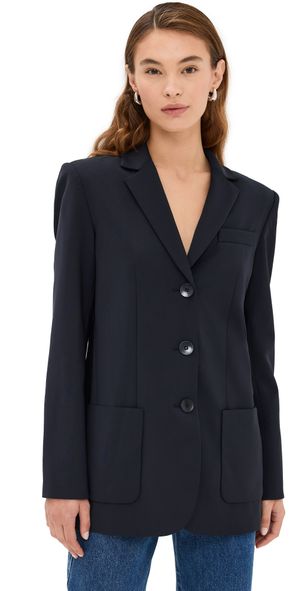 Tibi Tropical Wool Max Blazer Navy 6