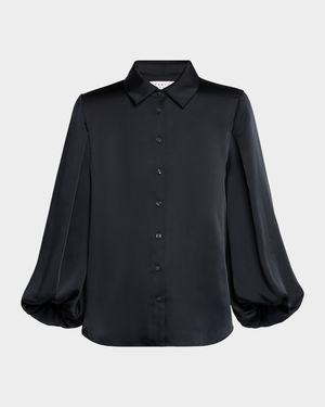 Marina Long-Sleeve Satin Blouse