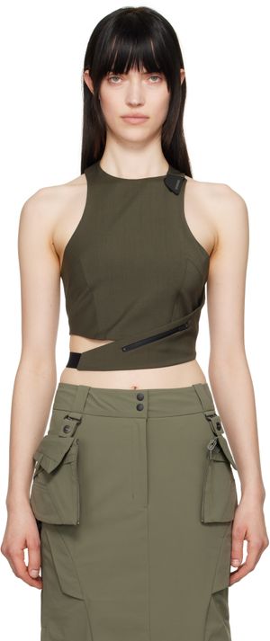 HYEIN SEO Khaki Cinched Halter Tank Top