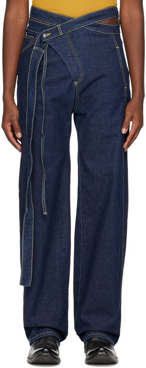 Ottolinger SSENSE Exclusive Blue Signature Wrap Jeans
