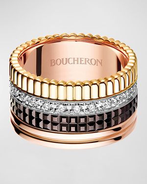 Quatre 18K Gold Classique Large Band Diamond Ring