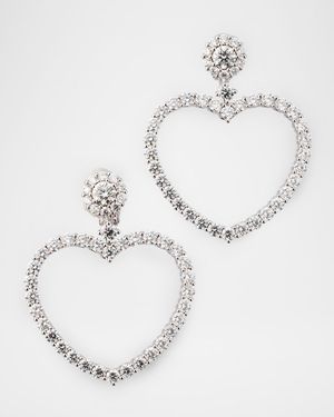 18K White Gold L'Heure Du Diamant Medium Heart Earrings