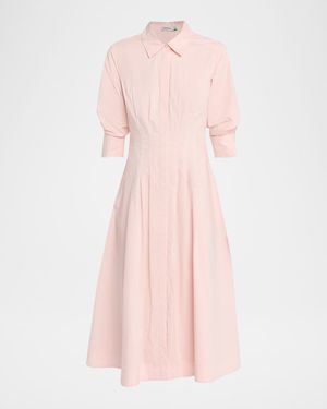 Jazz Poplin Pintuck Midi Shirtdress