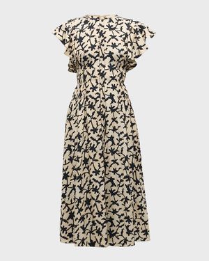 Anais Printed A-Line Midi Dress