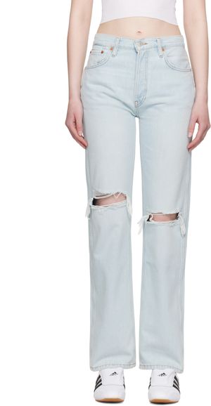 Re/Done Blue High Rise Loose Jeans