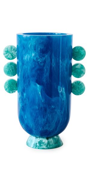 Jonathan Adler Mustique Ripple Resin Vase Blue One Size