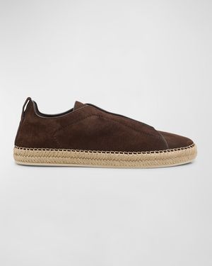 Men's Triple Stitch Suede Espadrille Sneakers