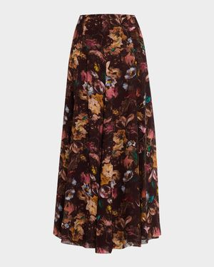 Floral Trumpet Midi Skirt