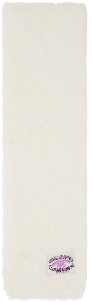 Acne Studios White Narrow Fluffy Scarf