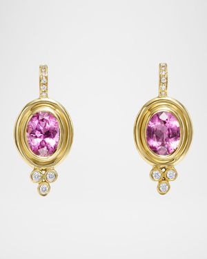 18K Pink Tourmaline Classic Temple Earrings