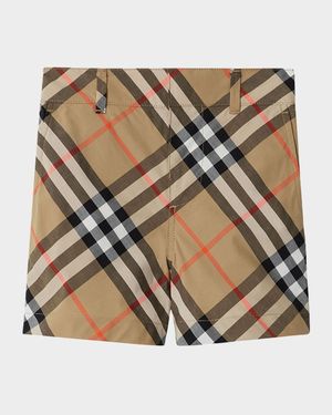Boy's Oscar Check Cotton Shorts, Size 6M-2