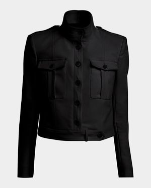 Shrunken Military Cotton Jacket