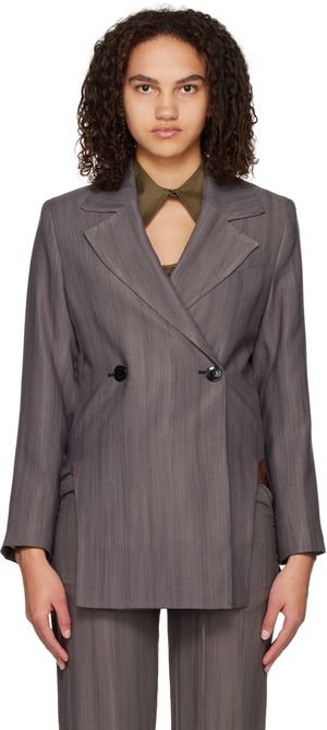 GANNI Gray Drapey Blazer