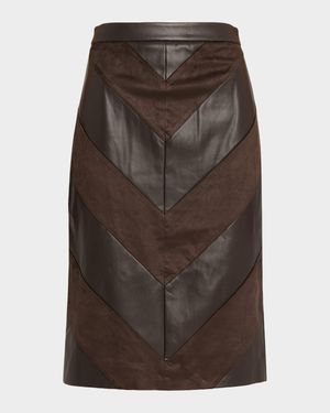 Erma Chevron Faux Leather Pencil Skirt