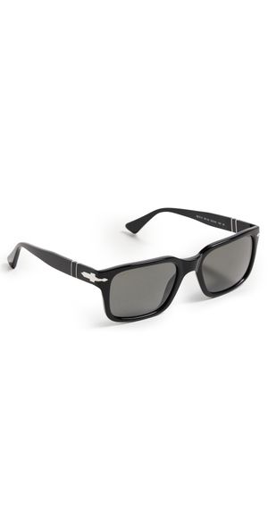 Persol Officina Rectanguler Polarized Sunglasses Black/Polar Dark Grey One Size