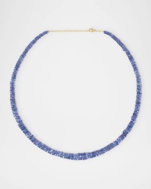 Fancy-Cut Tanzanite Necklace in 14K Yellow Gold, 17.5"L