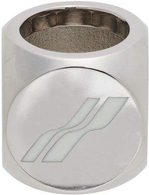We11done Silver & White Logo Dice Ring